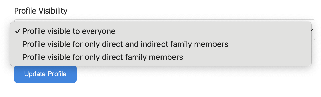 Profile visibility settings